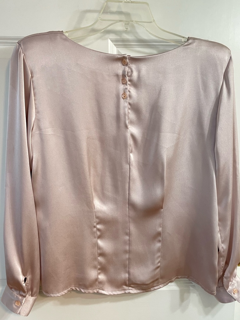 Vintage San Andre Satin Bow Blouse Size 8 Dusty Mauve Pleated Secretary - Picture 6 of 6